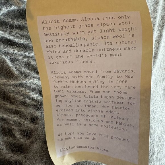NEW NWT Alicia Adams Alpaca - Alpaca & Wool Blend Blanket Throw Wrap Scarf Grey - Picture 3 of 10